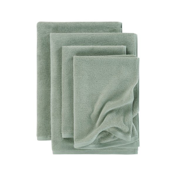 Set di asciugamani per viso e corpo verde polveroso in cotone 4 pz Darcy – Jotex