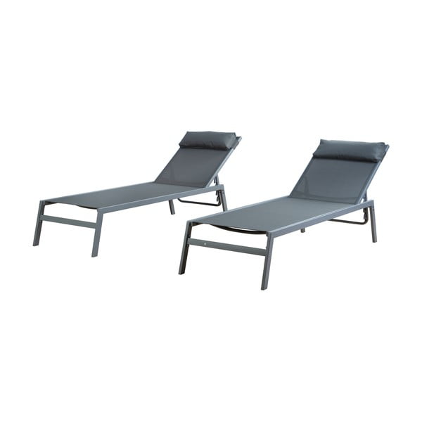 Sedia a sdraio da giardino in metallo grigio Bari - Rojaplast-image-3