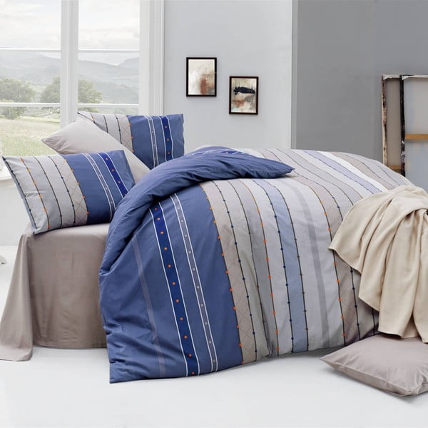 Biancheria da letto in cotone Ranforce con lenzuolo per letto matrimoniale Nazenin Home Rulling Royal, 200 x 220 cm - Mijolnir