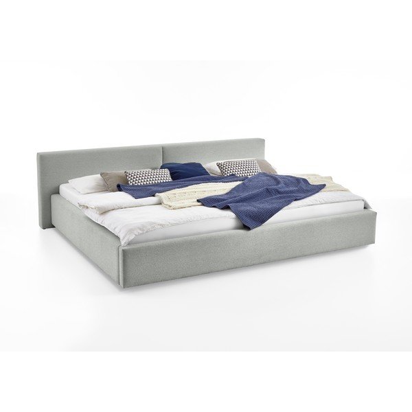 Letto matrimoniale imbottito grigio chiaro con contenitore con rete inclusa 200x240 cm Cube – Meise Möbel