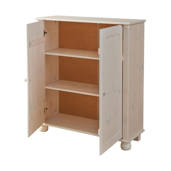 Armadio bianco a due ante in legno di pino massiccio Ella - Støraa-image-1