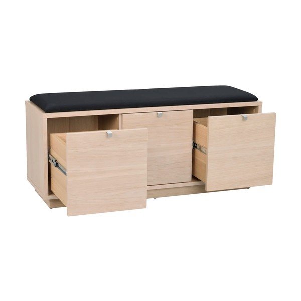 Scarpiera color legno con panca nera 106 cm Confetti - Rowico-image-3