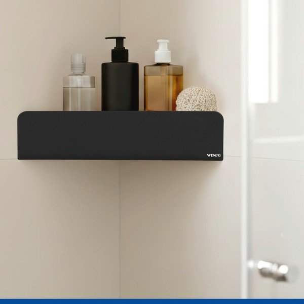 Mensola da bagno senza foratura/ad angolo nera in acciaio inox con aggancio Turbo-loc Lizan – Wenko-image-2