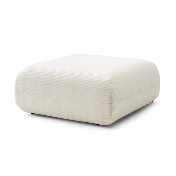 Pouf in velluto a coste bianco Lecomte - Bobochic Paris-image-3