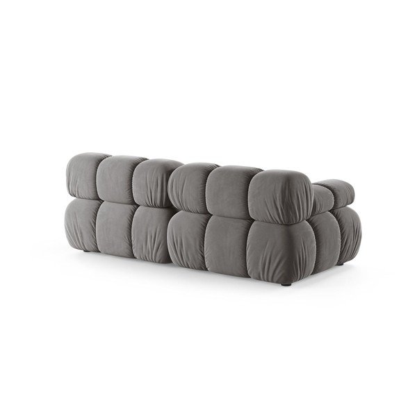 Divano componibile grigio chiaro con rivestimento in velluto 188 cm – Micadoni -image-2