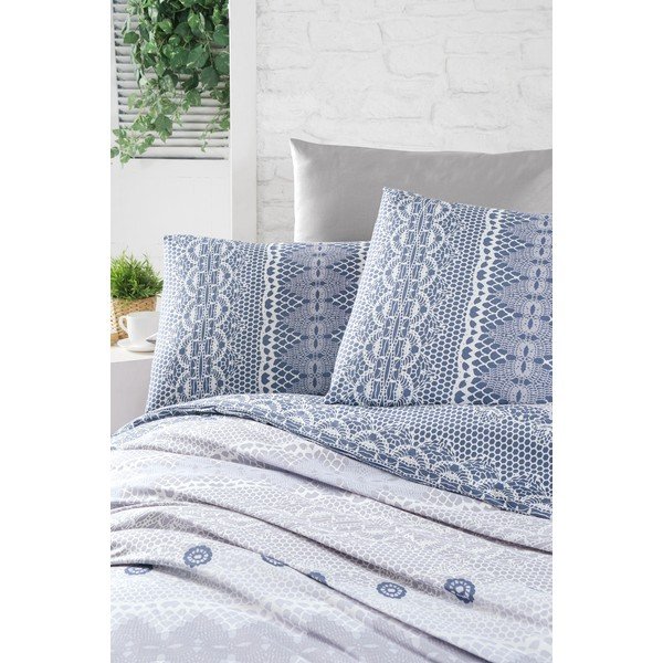 Biancheria da letto in cotone blu per letto matrimoniale 200x200 cm Asia - Mijolnir-image-1