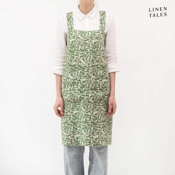 Grembiule in lino Evergreen Damask – Linen Tales