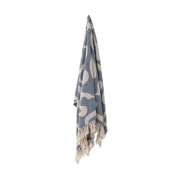 Coperta blu e beige in cotone riciclato 130x160 cm Salobre – Bloomingville