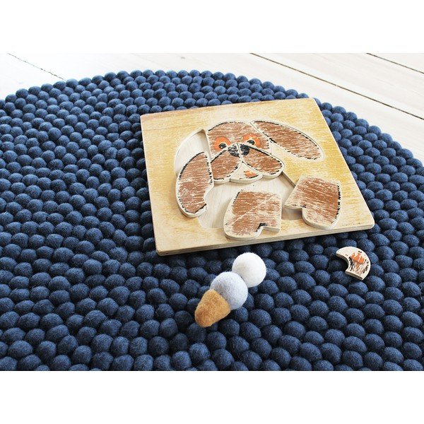 Tappeto in lana blu, ⌀ 200 cm Ball Rugs - Wooldot-image-2