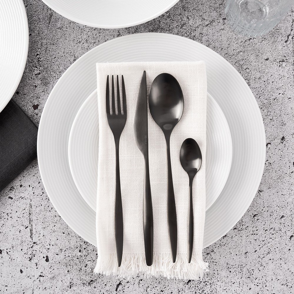 Set posate Cut 24 pezzi in acciaio nero opaco | Shop