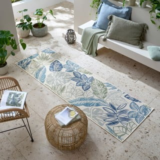 Tappeto da interno e esterno verde e blu 80x230 cm Bella Leaf – Flair Rugs
