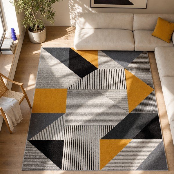 Tappeto arancione e grigio , 140 x 200 cm Gladys Duro - Universal-image-1