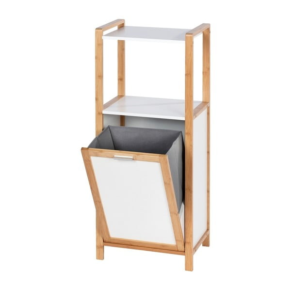 Mensola da bagno in bambù di colore bianco-naturale 40x95 cm Finja - Wenko-image-2