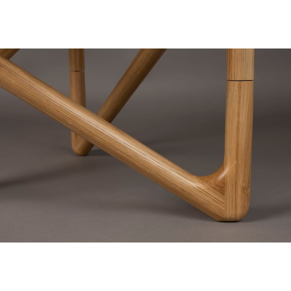 Tavolino da salotto rotondo di colore naturale con piano in vetro ø 80 cm Naia – Dutchbone-image-1