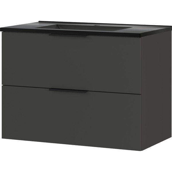 Mobile da parete nero-color antracite con lavabo 81x61 cm Crandon - Germania-image-3