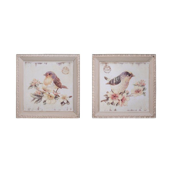 Set di 2 immagini Oiseaux, 27 x 27 cm - Antic Line