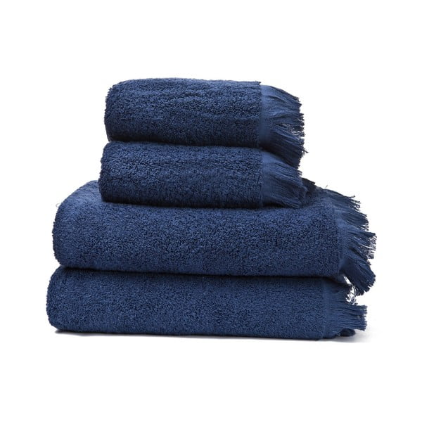 Set di 2 asciugamani blu navy e 2 teli da bagno in 100% cotone, 50 x 90 + 70 x 140 cm. - Bonami Selection