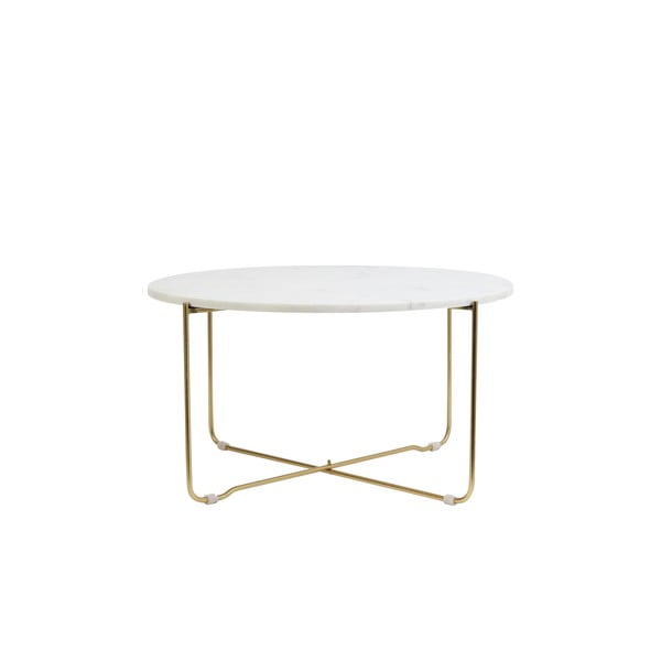 Tavolino rotondo in pietra bianca/oro ø 65 cm Marty - Light & Living
