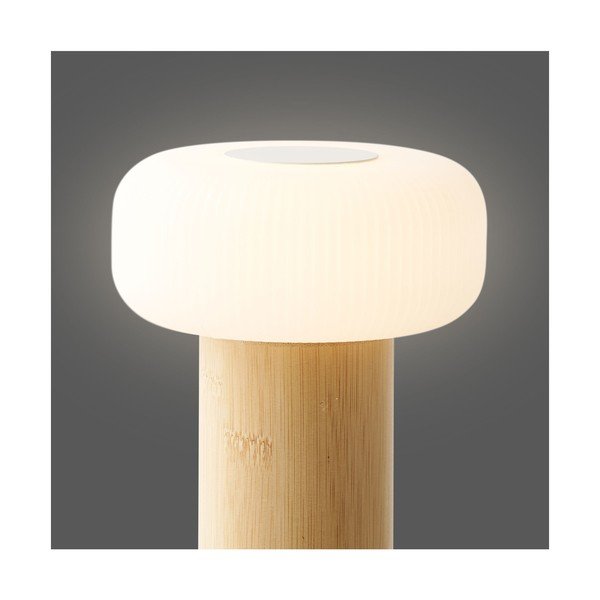 Lampada da tavolo bianca/di colore naturale in bambù con paralume in plastica (altezza totale 18 cm) Stafford – House Nordic-image-4