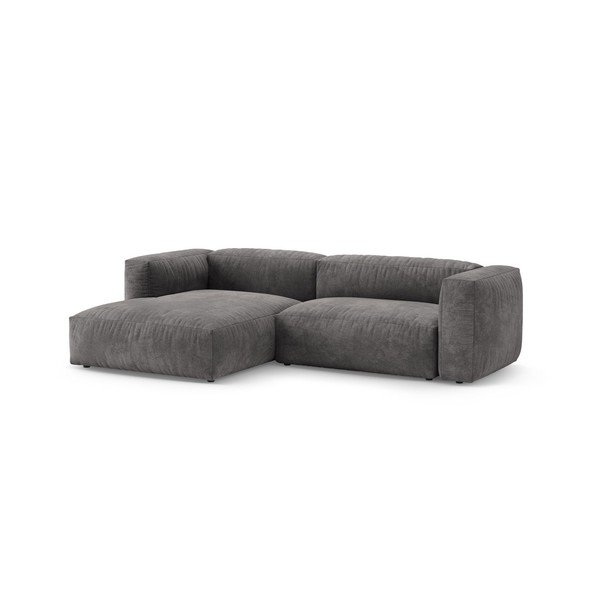 Divano angolare componibile grigio allungabile (con penisola a sinistra/con chaise lounge) con rivestimento in velluto – Micadoni -image-3