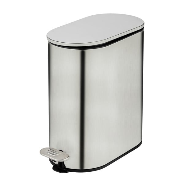 Cestino per la spazzatura color argento opaco in acciaio inox con pedale 5 l Collungo – Wenko