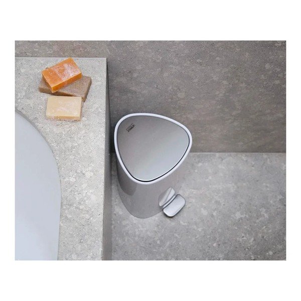 Cestino per la spazzatura bianco lucido in acciaio inox con pedale 5 l EasyStore Luxe – Joseph Joseph-image-1