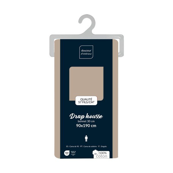 Lenzuolo con angoli beige in cotone 90x190 cm Lina – douceur d'intérieur-image-2