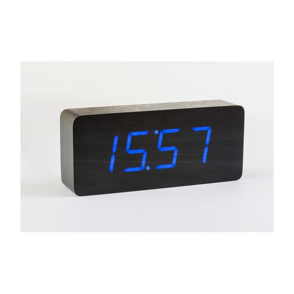 Sveglia nera con display a LED blu Slab Click Clock - Gingko-image-4