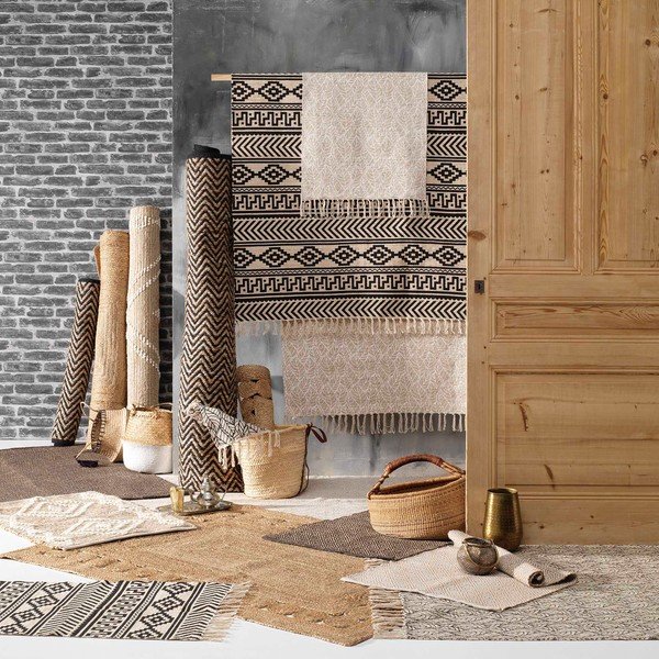 Tappeto nero/di colore naturale in misto iuta 120x170 cm Zigzag – douceur d'intérieur-image-2