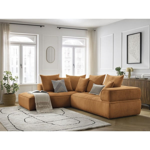 Divano angolare color senape (penisola a sinistra/a L) con rivestimento in ciniglia Whesley – Bobochic Paris-image-4