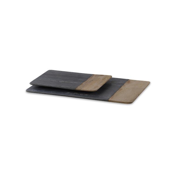 Tagliere in marmo grigio e legno di mango, lunghezza 35,5 cm Bwari - Nkuku-image-1