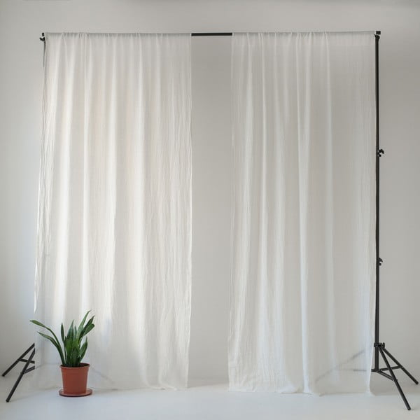 Tenda leggera in lino bianco con tunnel Daytime, 250 x 130 cm White - Linen Tales