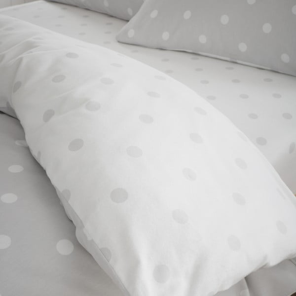Lenzuolo con angoli bianco e grigio in flanella 135x190 cm Polka Dot – Catherine Lansfield-image-2