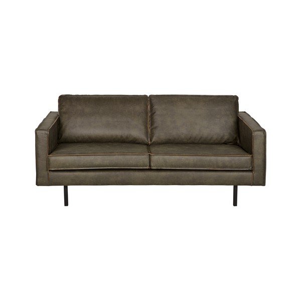Divano verde scuro con rivestimento in pelle riciclata, 190 cm Rodeo - BePureHome