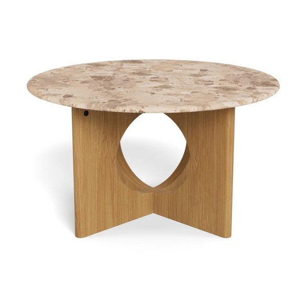 Tavolino da salotto rotondo di colore naturale con piano in marmo ø 80 cm Foley – Actona-image-2