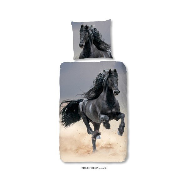 Biancheria da letto singola in cotone per bambini Horse, 140 x 200 cm - Good Morning