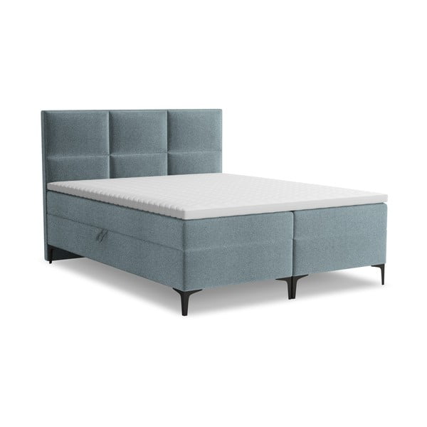 Letto boxspring azzurro con contenitore 160x200 cm Pakalana – Makamii
