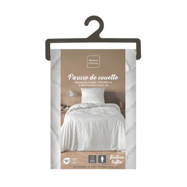 Set copripiumino e federa bianco in microfibra per letto singolo 140x200 cm Heltie – douceur d'intérieur-image-4