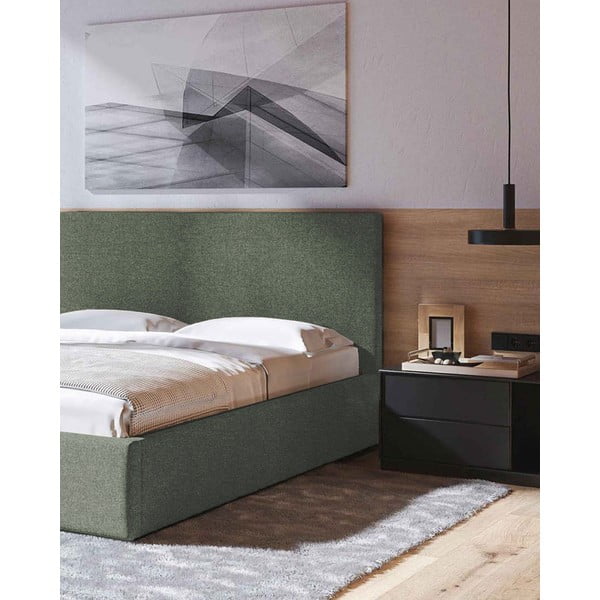 Letto matrimoniale imbottito verde con contenitore con rete inclusa 180x200 cm Bufo – MESONICA-image-4