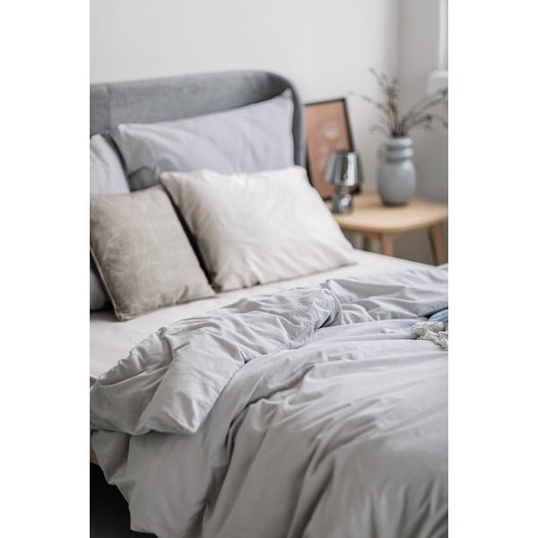 Biancheria da letto matrimoniale grigio chiaro in cotone stonewashed , 200 x 200 cm - Bonami Selection-image-3