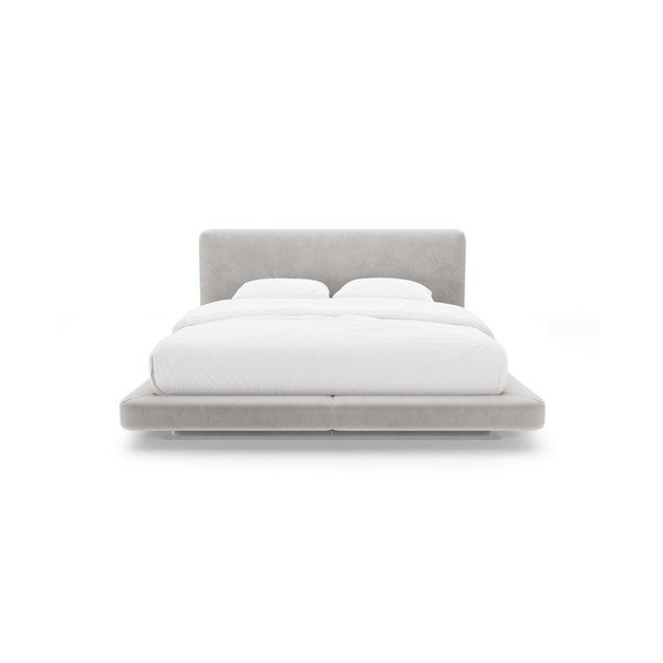 Letto matrimoniale imbottito grigio chiaro 140x200 cm Linea – Micadoni -image-3