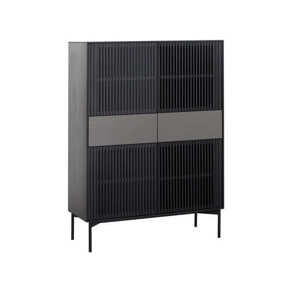 Cassettiera nera con 2 cassetti in rovere e struttura in metallo , altezza 145 cm Oxford - Canett