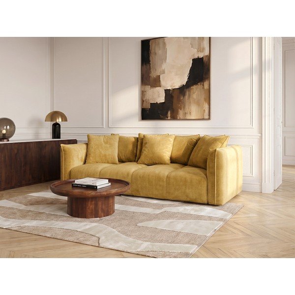 Divano giallo con rivestimento in ciniglia Harlem – Bobochic Paris-image-1