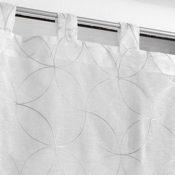 Tende in voile bianco-grigio in set di 2 pezzi 60x90 cm Olympia - douceur d'intérieur-image-1