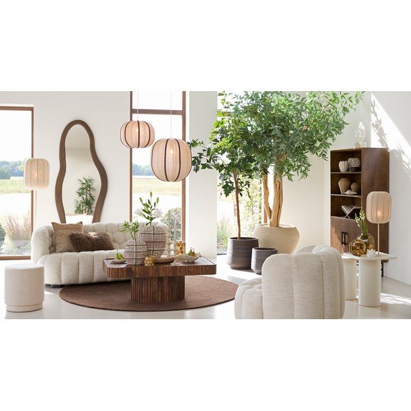 Lampada da terra color crema con paralume in tessuto (altezza totale 165 cm) Solune – Light & Living-image-1