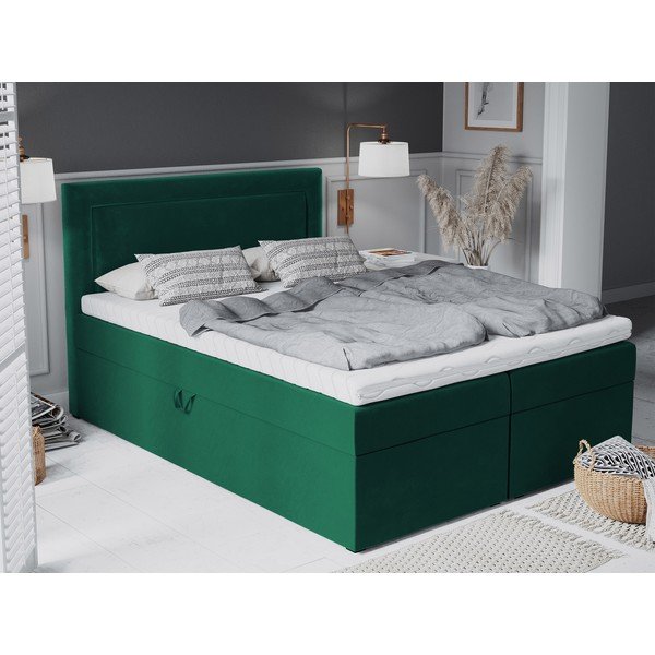 Letto matrimoniale in velluto verde Yucca, 200 x 200 cm - Mazzini Beds-image-1