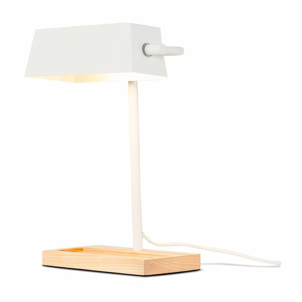 Lampada da tavolo con paralume in metallo di colore bianco e naturale (altezza 40 cm) Cambridge - it's about RoMi