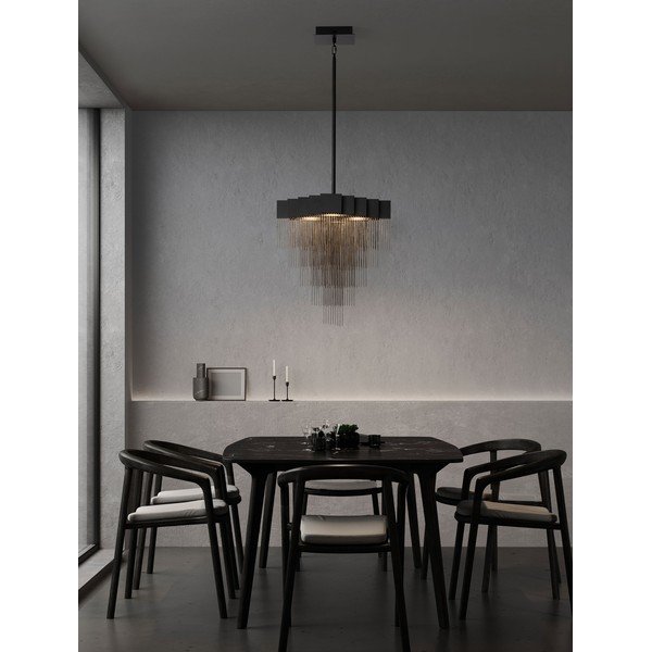 Lampadario LED nero opaco in acciaio con intensità regolabile Revια – Nova Luce-image-1
