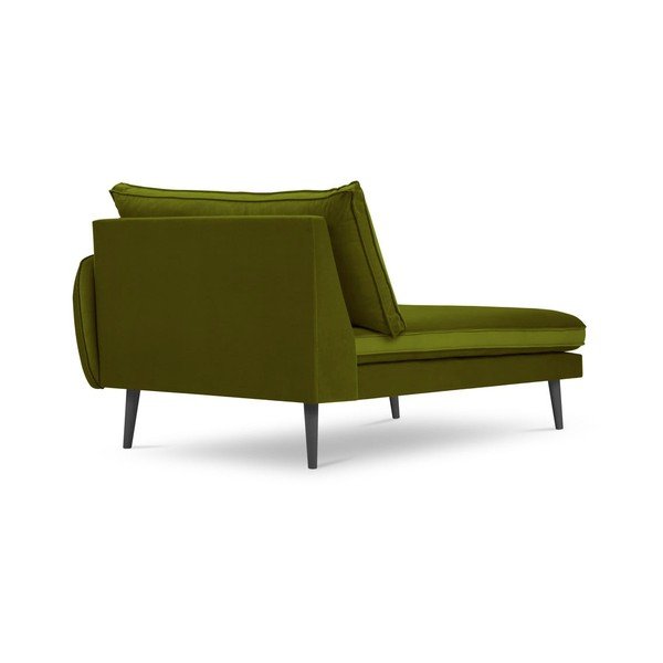 Poltrona lounge in velluto verde con gambe nere , angolo destro Lento - Kooko Home-image-2