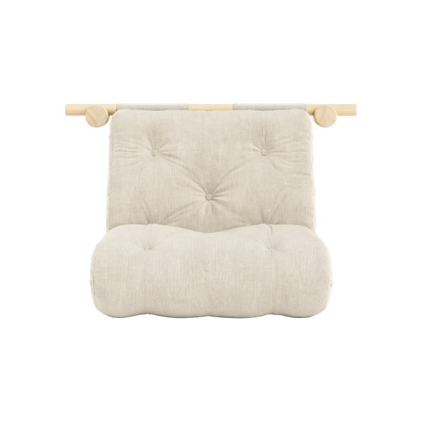 Poltrona color crema allungabile con rivestimento in velluto a coste Hooked – Karup Design-image-3